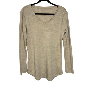 Woolx Eva Merino Wool Long Sleeve Tunic Blouse Size Lqrge Cream Tan Color